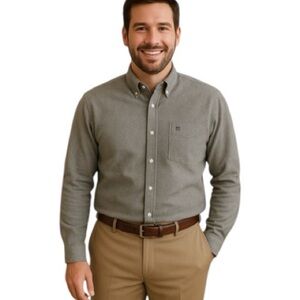 NWT Men’s Gray Thin Flannel Button‎ Down Shirt L Crown & Ivy Classic Fit Preppy